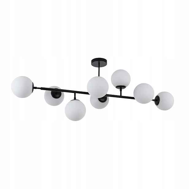 Stropní svítidlo lustr horizontální, černá, bílé koule, moderní Light Prestige