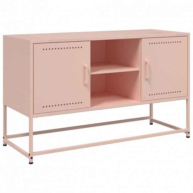 vidaXL TV skříňka růžová 100,5 x 39 x 60,5 cm ocel