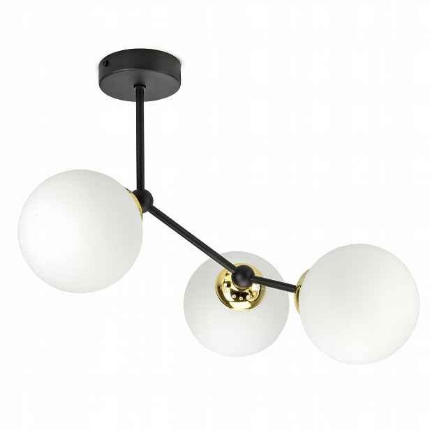 Závěsná Stropní Lampa Lustr Černá Zlatá Koule