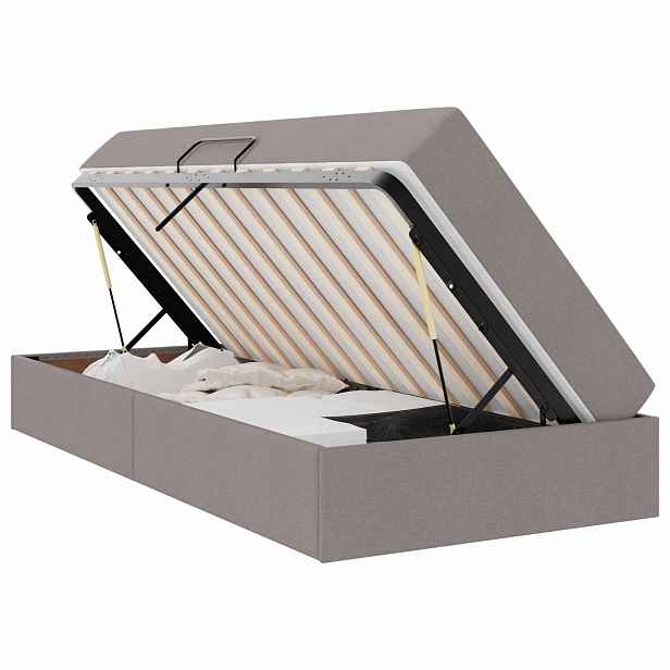 vidaXL Postel s úložným prostorem a matrací Taupe 90 x 200 cm