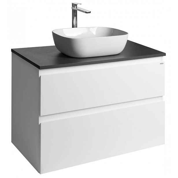 Aqualine Altair - Umyvadlová skříňka 60x87x45 cm, 2 zásuvky, bílá/antracit břidlice AI290-03