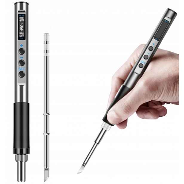 Přenosná mobilní digitální páječka na hroty T12 Pd 65W Usb C Čínské menu