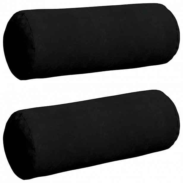 vidaXL Polštáře 2 pcs Černá Ø 25 x 70 cm Mikrovlákno