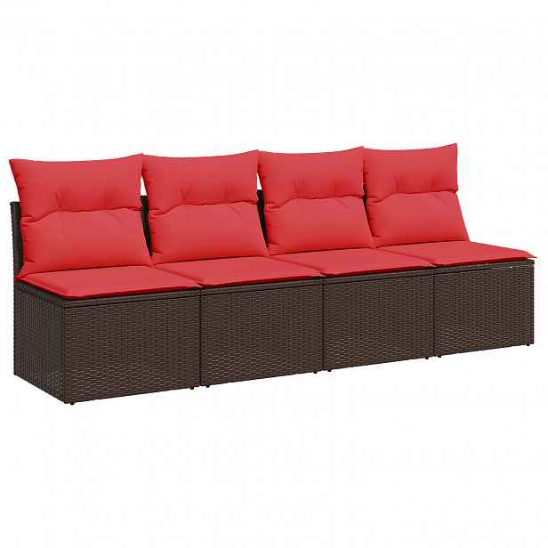 vidaXL Zahradní sofa s polštářem Hnědá 220 x 62 x 69 cm polyratan