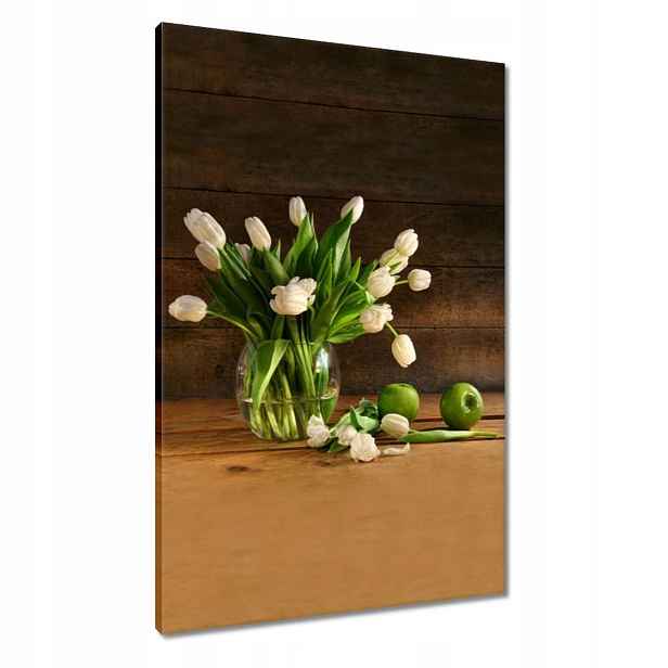 Obrazy 60x90 Bílé tulipány ve váze