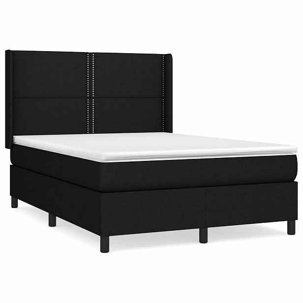 vidaXL Box spring postel s matrací černá 140 x 190 cm textil