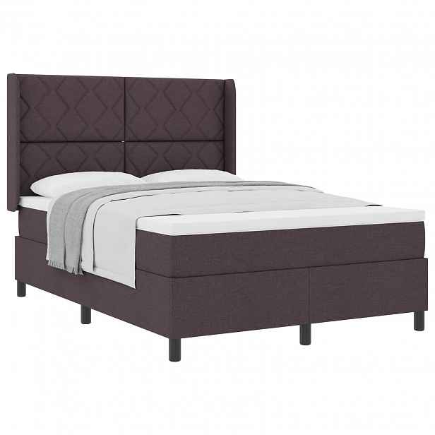 vidaXL Postel s boxspringem s čelo Tmavě hnědá 200 x 160 cm textil