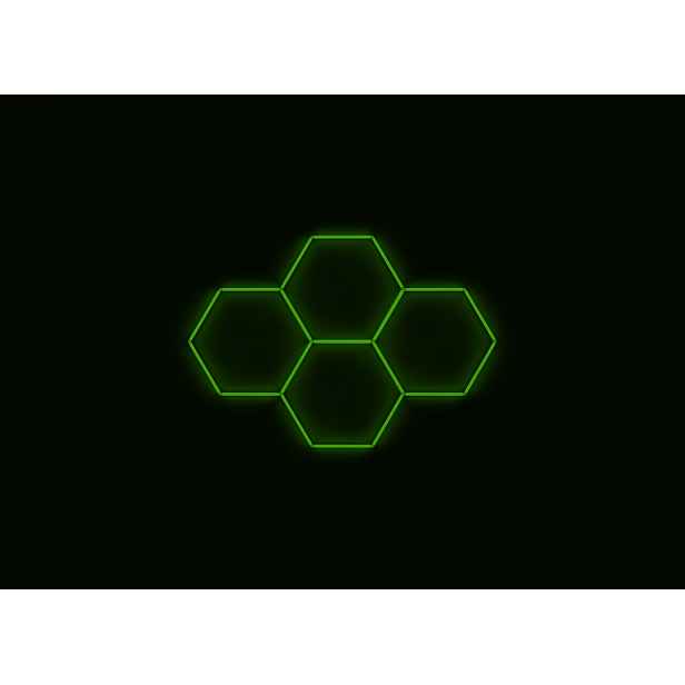 Kompletní Led hexagonové svítidlo zelené, rozměr 4 elementy 241 x 168 cm