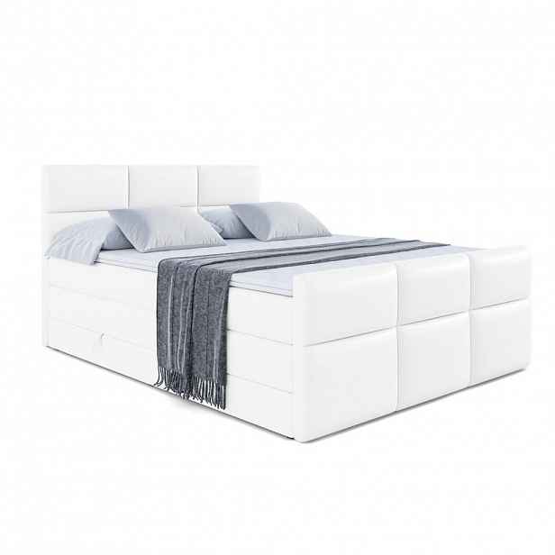 ALTDECOR POSTEL boxspring OHIO-Z KING – 180 × 200 – H3/H4 – vysoce lesklá bílá