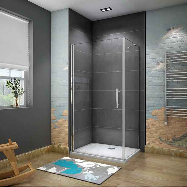 Sprchový kout SOLO D1 100x100x185 s jednokřídlými dveřmi včetně sprchové vaničky z litého mramoru