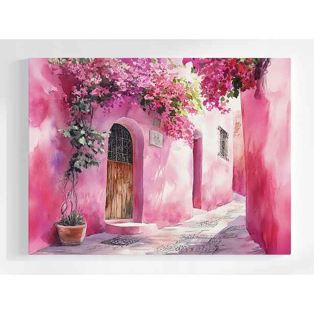 Plakát Město Ulička Dveře Květiny Maroko 100x75