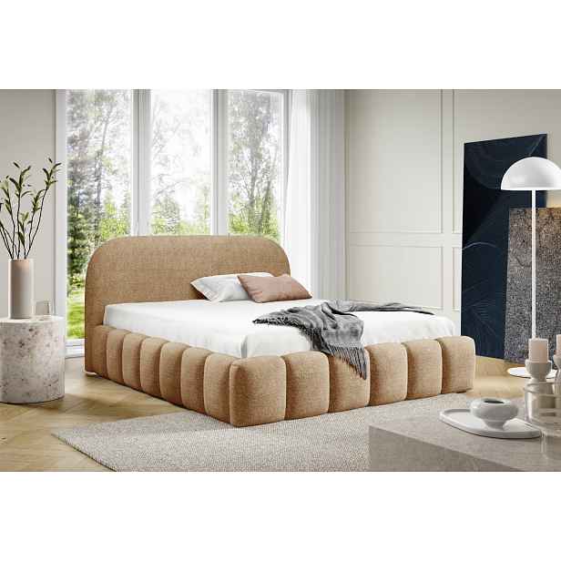 Designová manželská postel 140x200 BERLA - cappuccino