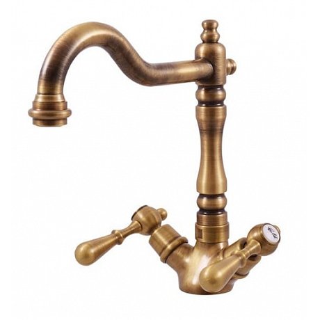 Dřezová baterie RAV SLEZÁK MORAVA s otočným ramínkem stará mosaz MK420.5/8SM