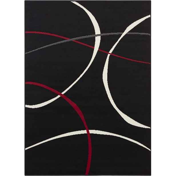 Moderní černý koberec do obývacího pokoje s měkkým krátkým vlasem 180 x 260 cm