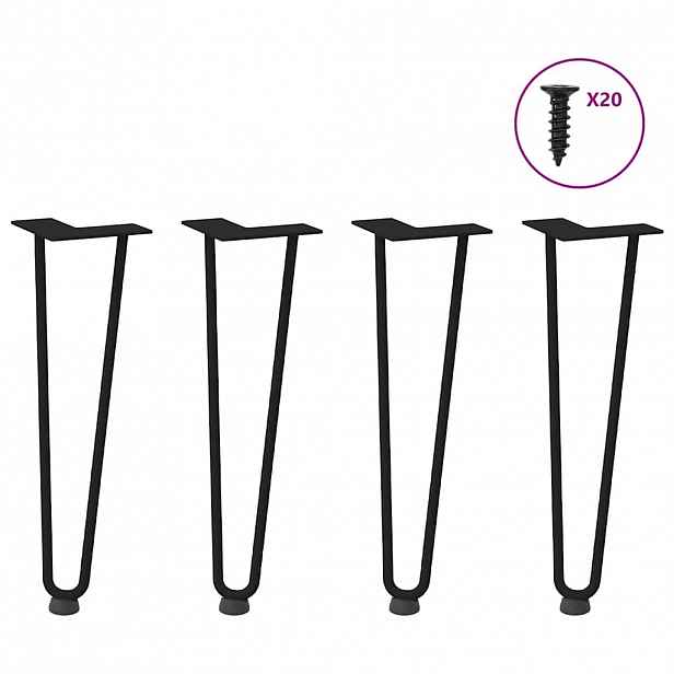vidaXL Nohy na konferenční stolek ve tvaru vlásenky 4 ks černé 42 cm masivní ocel