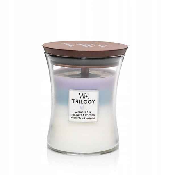 Vonná svíčka Woodwick Trilogy Střední Calming Retreat 275 g jako Dárek