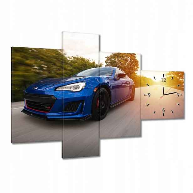 Hodiny 100x70 Automobilový průmysl Modré Auto
