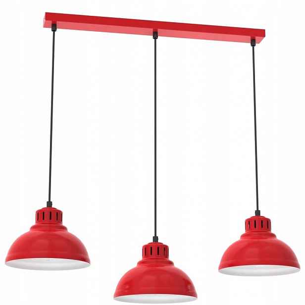 Červená trojitá závěsná lampa na liště Sven 9227 Luminex