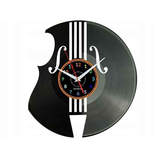Kontrabas Dárek Originální dekorace do domu Hodiny z vinylové desky