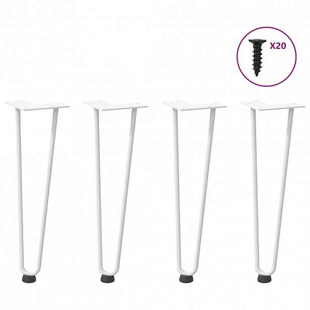 vidaXL Nohy na konferenční stolek ve tvaru vlásenky 4 ks bílé 42 cm masivní ocel
