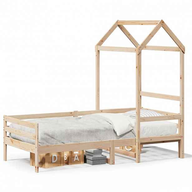 vidaXL Válenda se střechou 80 x 200 cm masivní borové dřevo