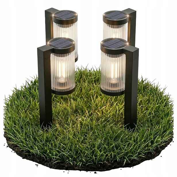 Solární Lampa Led Zahradní sloupek IP65 58 cm Teplý senzor soumraku Ryfle