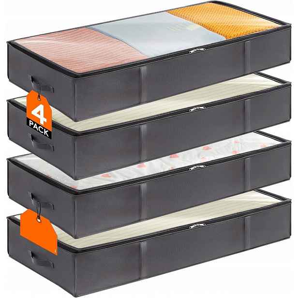 4X Taška Pod Postel Pro Ukládání Oblečení, Boxy, Organizér, Nádoby 90 L