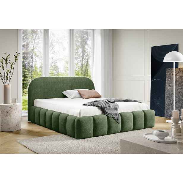 Designová manželská postel 140x200 BERLA - zelená