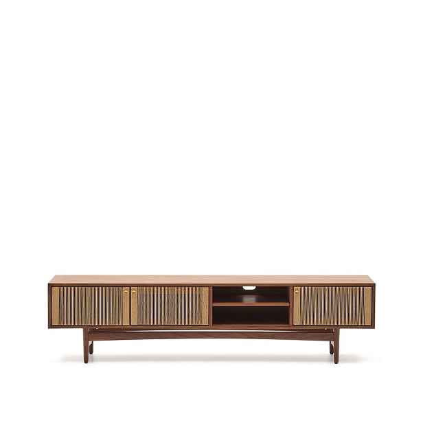 Hnědý TV stolek v dekoru ořechu 200x50 cm Elan – Kave Home
