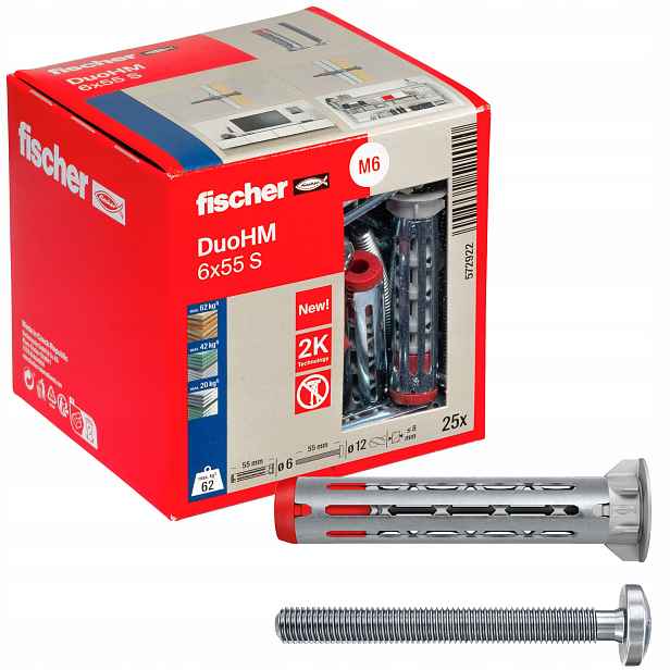 Kolíky DuoHM M6 12 mm x 55 mm S Ph Pz šroub s čočkovitou hlavou Pz Fisher