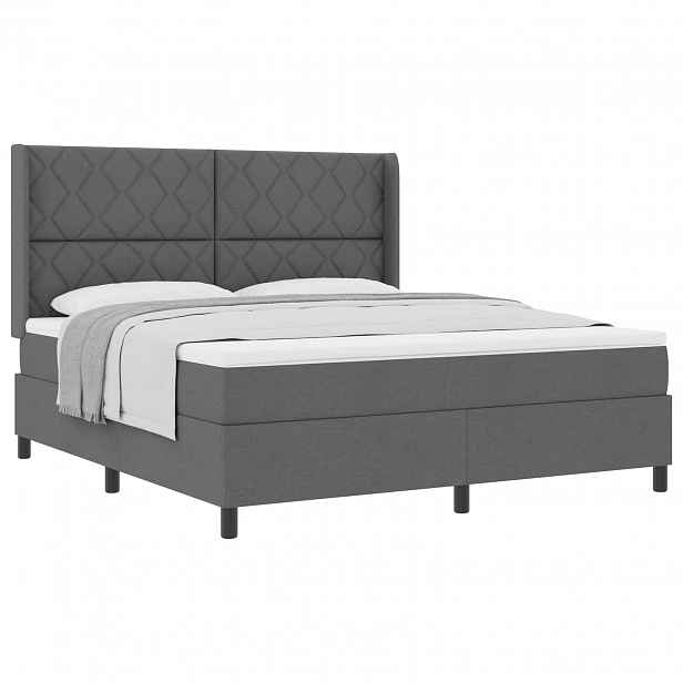 vidaXL Postel s boxspringem s polštářem Tmavě šedá 200 x 180 cm textil