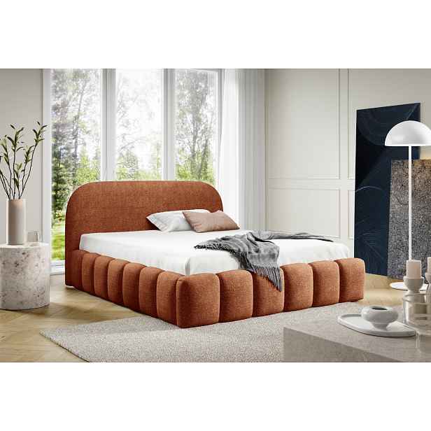 Designová manželská postel 140x200 BERLA - cihlová