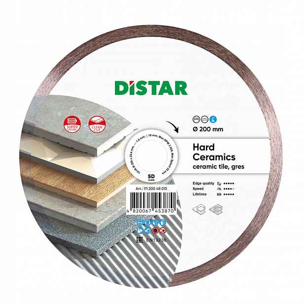 Distar Diamantový Řezací Kotouč 200x1,6x25,4 Pro Slinuté Dlažby Keramiky Hard Ceramics