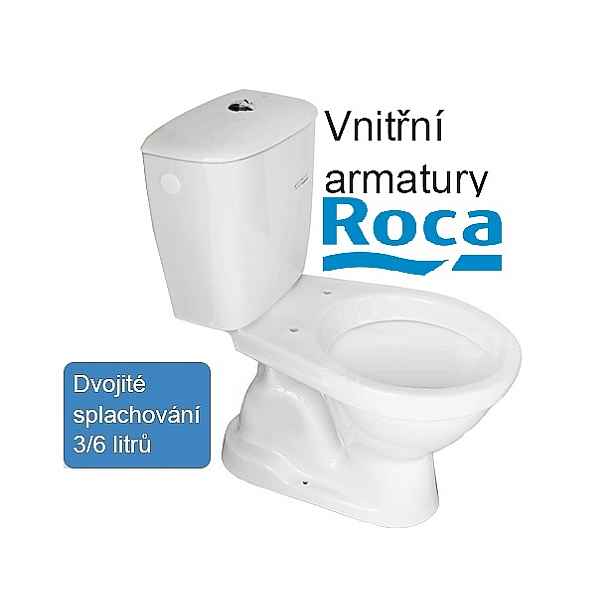 Eco produkty Kombinovaný klozet EP spodní + ; vybavený armaturami Roca