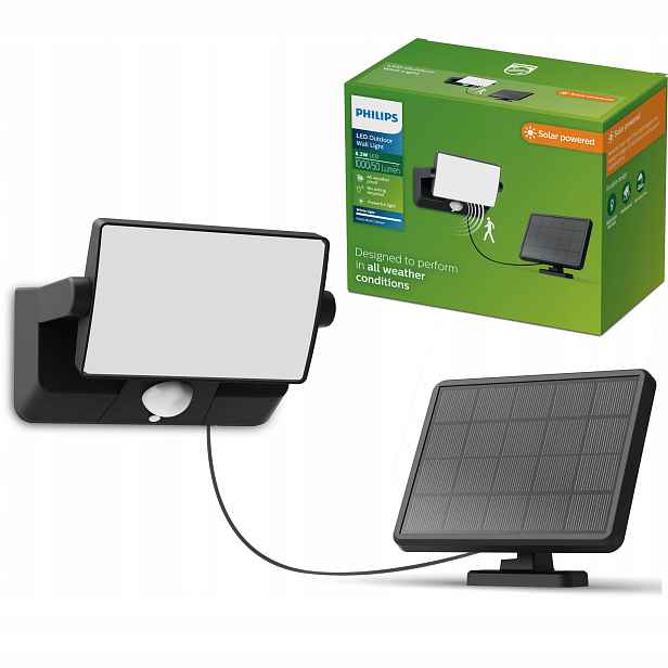 Solární Lampa Solární Led reflektor Philips Fyns 1000lm Senzor Pohybu