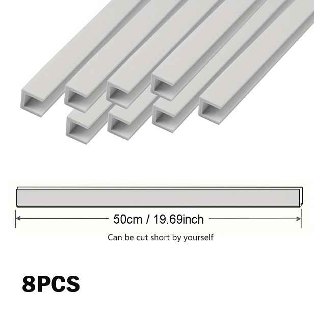 TEMU 8ks/12ks PVC U-drážka, DIY vodicí lišta, okrajová lišta pro akvária, vhodná jako DIY zásuvkový vodítko, úložná drážka, vodicí lišta pro posuvné