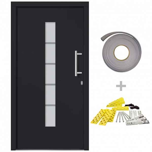 vidaXL Vchodové dveře hliník a PVC antracitové 110 x 210 cm