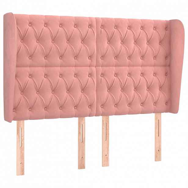 vidaXL Čelo postele typu ušák růžová 163x23x118/128 cm samet