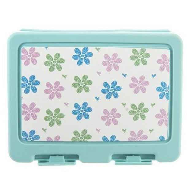 box 18x14x7,5cm, svačina, Lunch Květy, dělený+lžička, plast