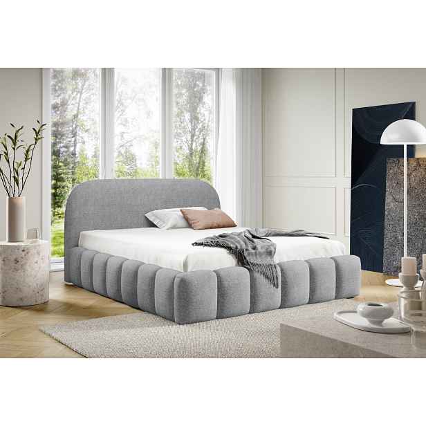 Designová manželská postel 140x200 BERLA - šedá