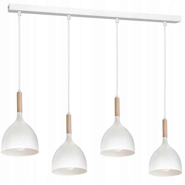 Dřevěné závěsné svítidlo bílé světlé dřevo nad stůl 4 žárovky 98 cm Luminex