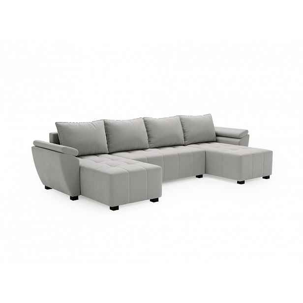 Rozkládací sedací souprava do U LIVARO 305x140 cm, světle šedá