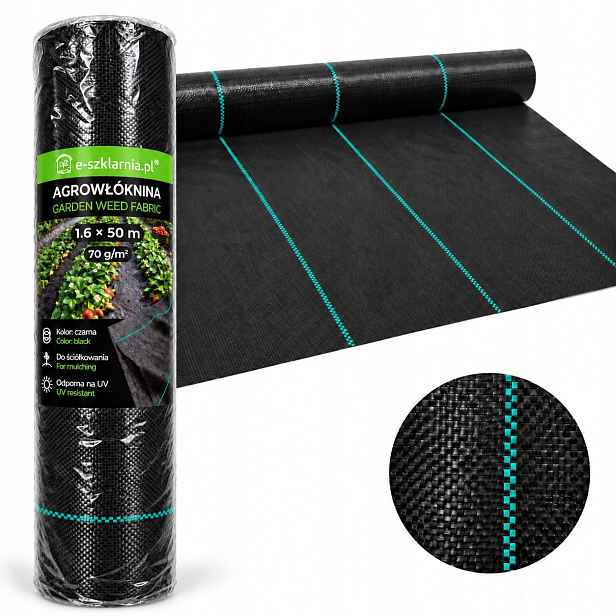 Agrotextilie zahradní černá rohož na plevel 1,6x50 m 70 g/m² Uv silná