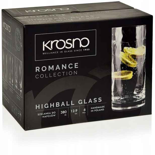 Sklenice na drinky Romance Krosno Handmade 380 ml