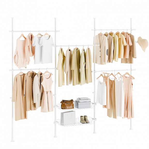 SoBuy STOJACÍ VĚŠÁK se 2 policemi Bílá 62x75x200cm Minimalistický
