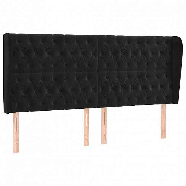 vidaXL Čelo postele typu ušák černé 183x23x118/128 cm samet