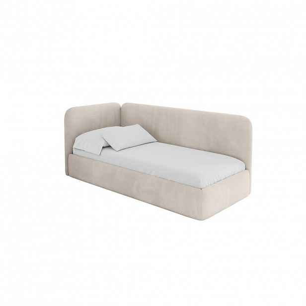 ALTDECOR JEDNOLŮŽKOVÁ POSTEL pro mládež s úložným prostorem a matrací H3/H4, vpravo - ELSY 100x200 béžová