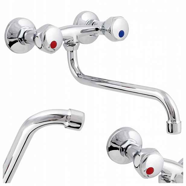 Kuchyňská Baterie Nástěnná Výtoková 25 CM Standard Vysoká Kvalita Chrom