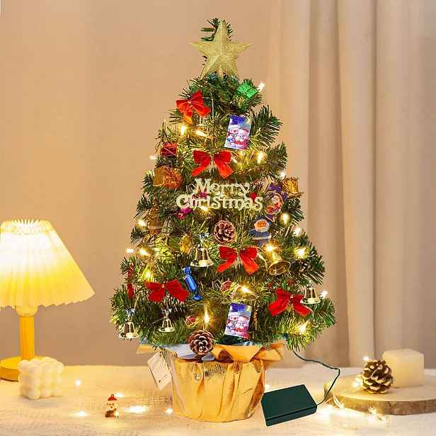 Mini Led Vánoční Stromek 60 CM S Ozdobami, Stolní Dekorace Na Vánoce