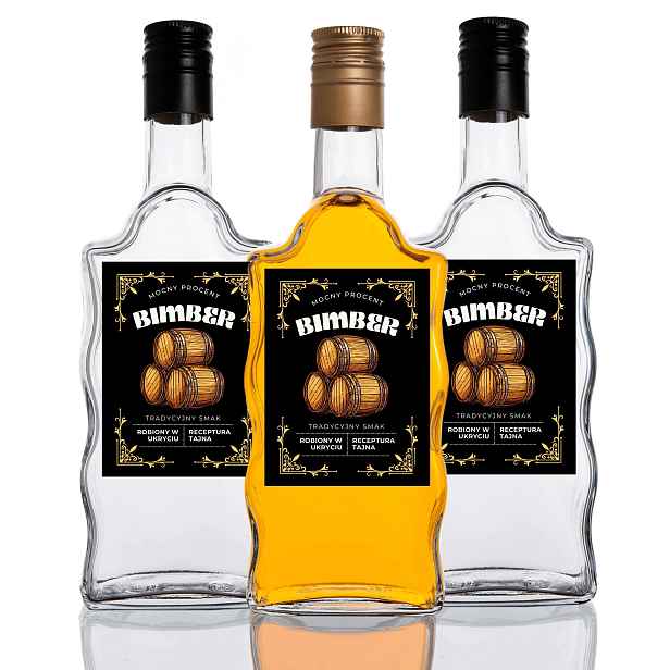 Skleněná Láhev 500 ml Vodka Bimber Svatba Likéry 20x Vlna Etikety Bonus